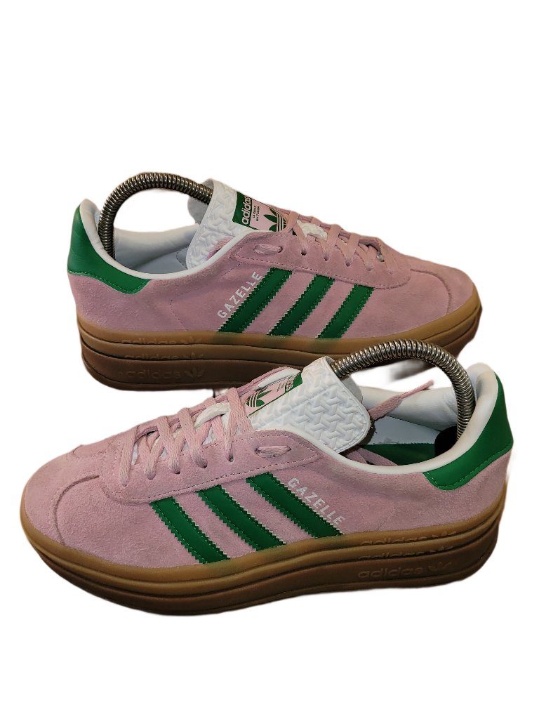 Adidas Gazelle Bold Platform True Pink Green Trainers Womens Size 7.5 Ie0420